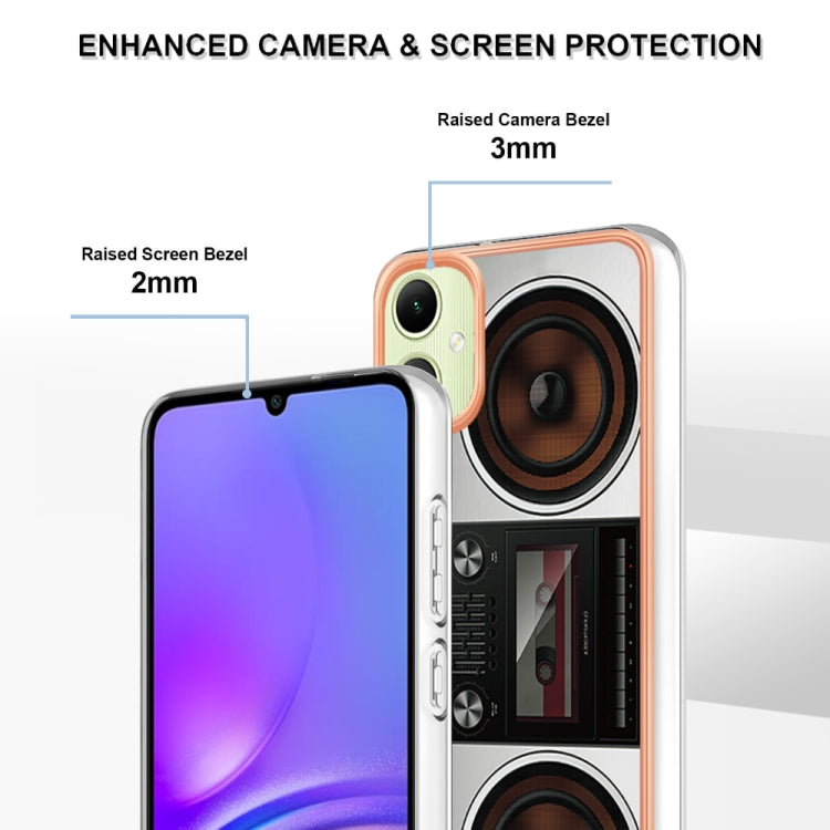 Electroplating Marble Dual-side IMD Phone case for Samsung Galaxy A05, showcasing its stylish design and protective features.